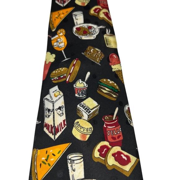 Vintage Keeps USA Food Theme Mens Necktie, Chainsworld Corp. Black White Red - Picture 3 of 10